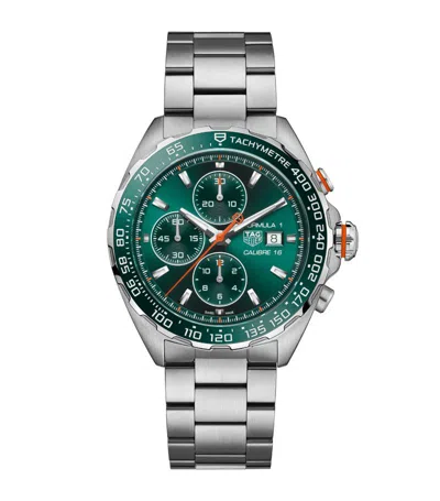 Tag Heuer Stainless Steel Formula 1 Chronograph Watch 44mm In Green