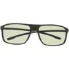 Tag Heuer 60mm Rectangle Sunglasses In Matte Dark Green / Green Polar