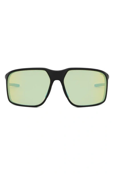 Tag Heuer Vingt Sept Xover 67mm Polarized Mirrored Oversize Geometric Sunglasses In Black