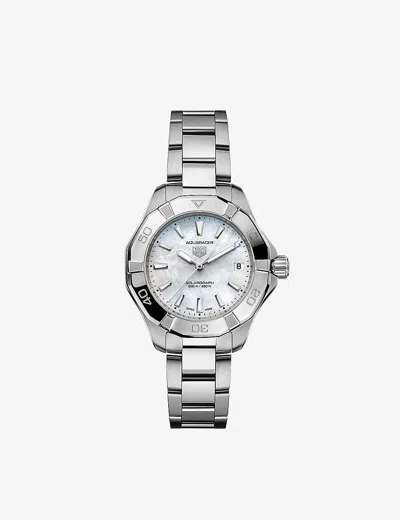 Tag Heuer W Mop Wbp1312.ba0005 Aquaracer Solargraph Stainless-steel And Mother-of-pearl Quartz Watch