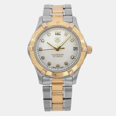 Pre-owned Tag Heuer White Stainless Steel Aquaracer Waf1320.bb0820 Quarts Women's Wristwatch 32mm
