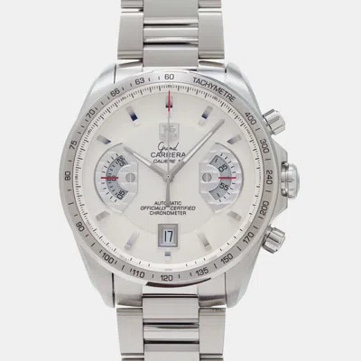 Pre-owned Tag Heuer White Stainless Steel Carrera Cav511b.ba0902 Automatic Men's Wristwatch 43 Mm