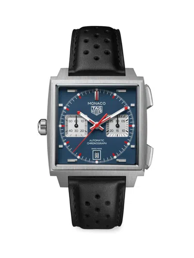 Tag Heuer Women's Monaco Titanium & Braided Leather Chronograph Watch/39mm In Black