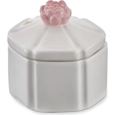 Tag Hex Flower Lidded Trinket Box White Multi Earthenware Everyday In Gray