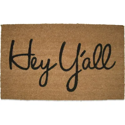Tag Hey Y'all Southern Rectangle Coir Door Mat Beige Indoor Outdoor In Brown