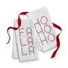 Tag "ho Ho Ho" & "fa La La" White Red Embroidered Cross Stitch Design Set Of 2 Cotton Guest Towels   In Multi
