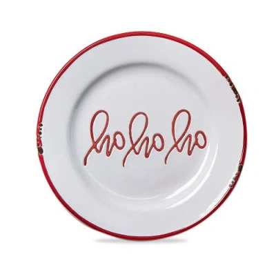 Tag Ho Ho Ho Christmas Appetizer Plate Multicolor Ceramic In Red