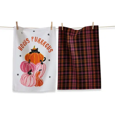 Tag Hocus Purrcus Cat Kitchen Towels Set Of Two Halloween Cotton In Multi