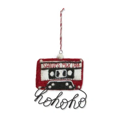 Tag Hohoho Mix Tape Christmas Ornament Red Wool Holiday Decor In Multi