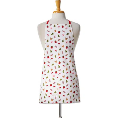 Tag Holiday Cheer Kids Cooking Apron Multicolor Cotton In White