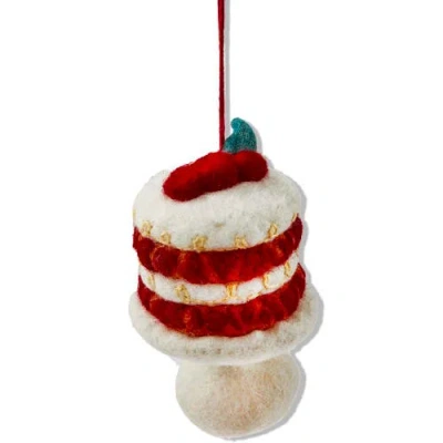 Tag Holiday Layer Cake Ornament Multicolor Wool Tree Decor In Red