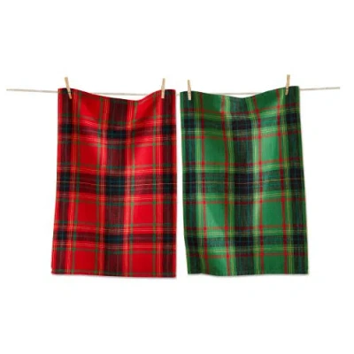 Tag Holiday Plaid Dishtowel Set Of 2 Multi Cotton Christmas