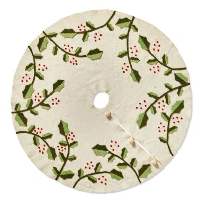 Tag Holly And Berry Christmas Tree Skirt White Multi Felt In Neutral