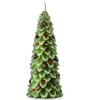 Tag Holly Pine Tree Candle Sculpted Christmas Green Paraffin Wax In Green