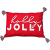 Tag Holly Red Cotton Throw Pillow For Christmas Winter Decor In Red