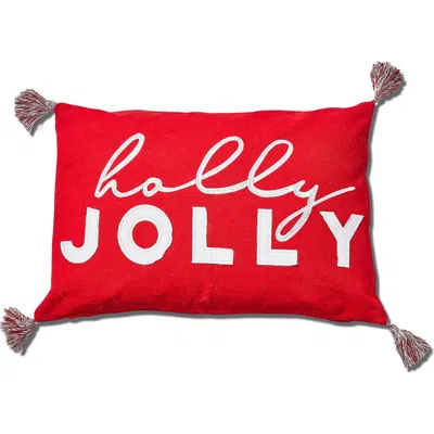 Tag Holly Red Cotton Throw Pillow For Christmas Winter Decor