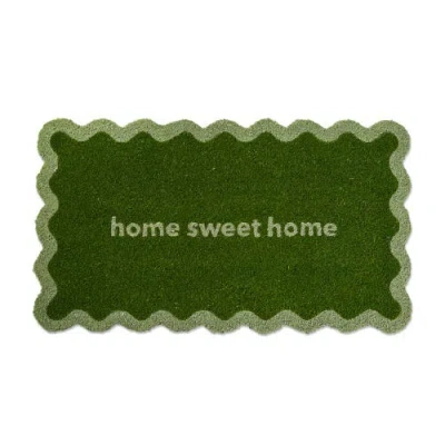 Tag Home Sweet Home Shaped Coir Door Mat For Everyday Use In Green