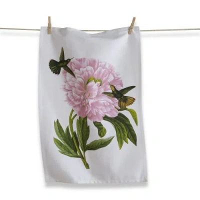 Tag Hummingbird Pink Flower Dishtowel Set Cotton Kitchen Towels Summer Decor Machine Wash In White