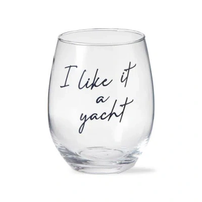 Tag I Like It A Yacht Stemless Wine Glass Blue Summer Drinkware In Transparent