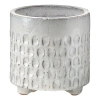 Tag Imprint Leaf Terracotta Planter With Feet Decorative Use In Silver