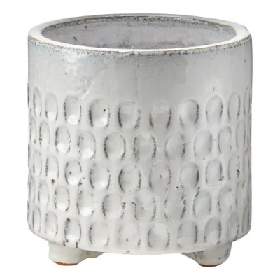 Tag Imprint Leaf Terracotta Planter With Feet Decorative Use In Silver