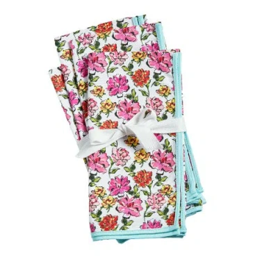 Tag In Bloom Floral Napkin S/4 Multi Cotton Spring In Pink