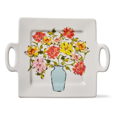 Tag In Bloom Square Platter Multi Earthenware Spring