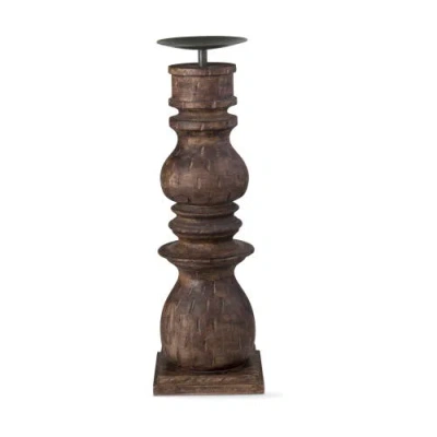 Tag Indio Chestnut Brown Mango Wood Candle Holder Decorative Accent