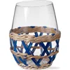 Tag Island Clear Glass With Blue Straw Sleeve Dishwasher Safe In Blue