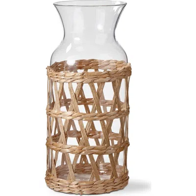 Tag Island Collection Clear Glass Carafe With Braided Sleeve In Gold