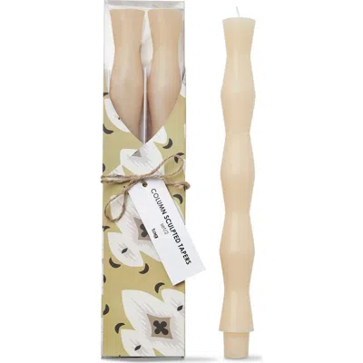 Tag Ivory Column Sculpted Taper Candles In White
