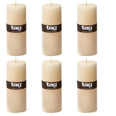Tag Ivory Pillar Candles Unscented Drip-free Long Burning Set Of 6 In Neutral