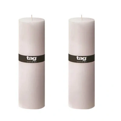 Tag Ivory Pillar Wax Candle Set Of 2 Unscented Long Burning In White