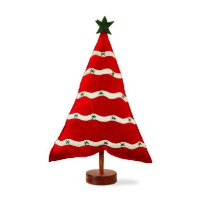 Tag Jolly Tree Decor Red Multi Felt Holiday Sculpture For Christmas