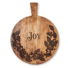 Tag Joy Round Wooden Serving Tray Natural Wood For Christmas In Brown