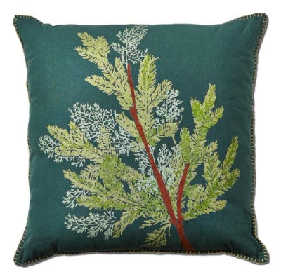 Tag Juniper Branch Dark Green Decorative Throw Pillow For Winter