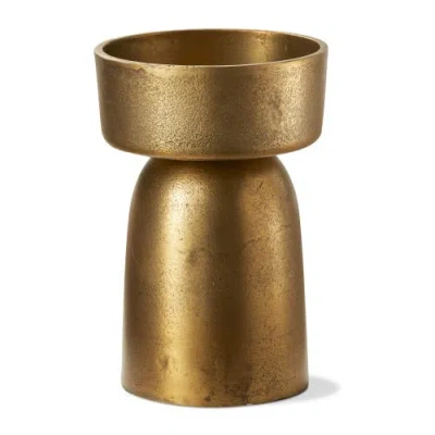 Tag Knoll Short Pillar Candle Holder Antique Brass Gold Aluminum