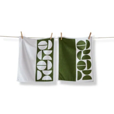 Tag Knoll Terry Bar Towel Set Of 2 Green Multi Cotton 19 X 16