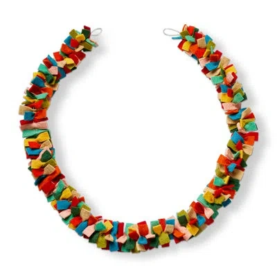 Tag Knotted Felt Garland Multicolored Wool Everyday In Orange