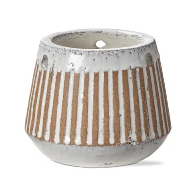 Tag Laguna Linea White Striped Stoneware Planter 4.5l 4.5w 5.0h