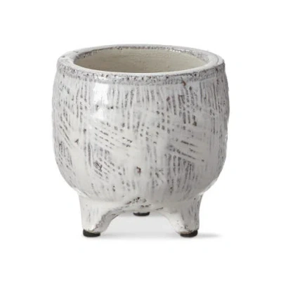 Tag Laguna Textured Footed Planter White Glazed Terracotta