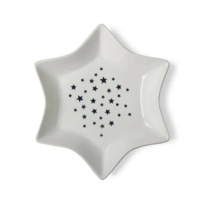 Tag Large Blue Star Shape Serving Dish In White