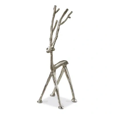Tag Large Cast Aluminum Reindeer Sculpture For Holiday Decor In Silver
