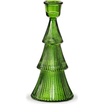 Tag Large Green Glass Ribbed Taper Candle Holder