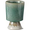 Tag Large Reactive Glazed Green Pedestal Planter For 6 Inch Pot In Green