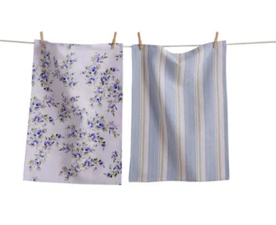 Tag Lavender Floral Dishtowel S/2 Lavender Cotton Everyday In Multi
