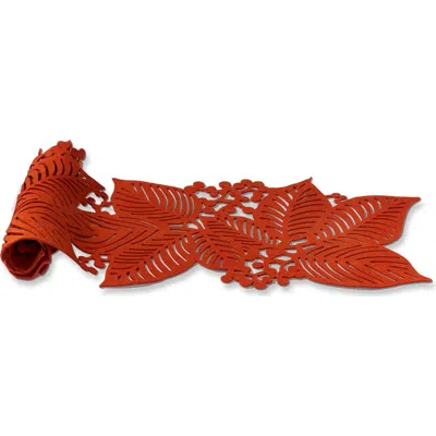 Tag Leaf Berry Table Runner Terracotta Orange For Fall Decor