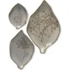 Tag Leaf Dish Set Of 3 Cream Ceramic Serving Platters Bowls In Gray