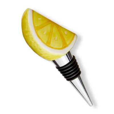 Tag Lemon Bottle Stopper Yellow Earthenware Summer