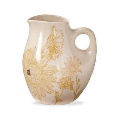 Tag Let It Bee Small Ceramic Beverage Pitcher Multicolor Spring In White